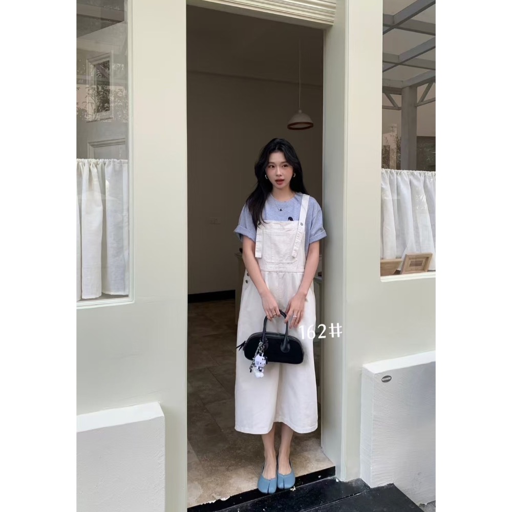 162韓版前大口袋吊帶裙-細節圖5
