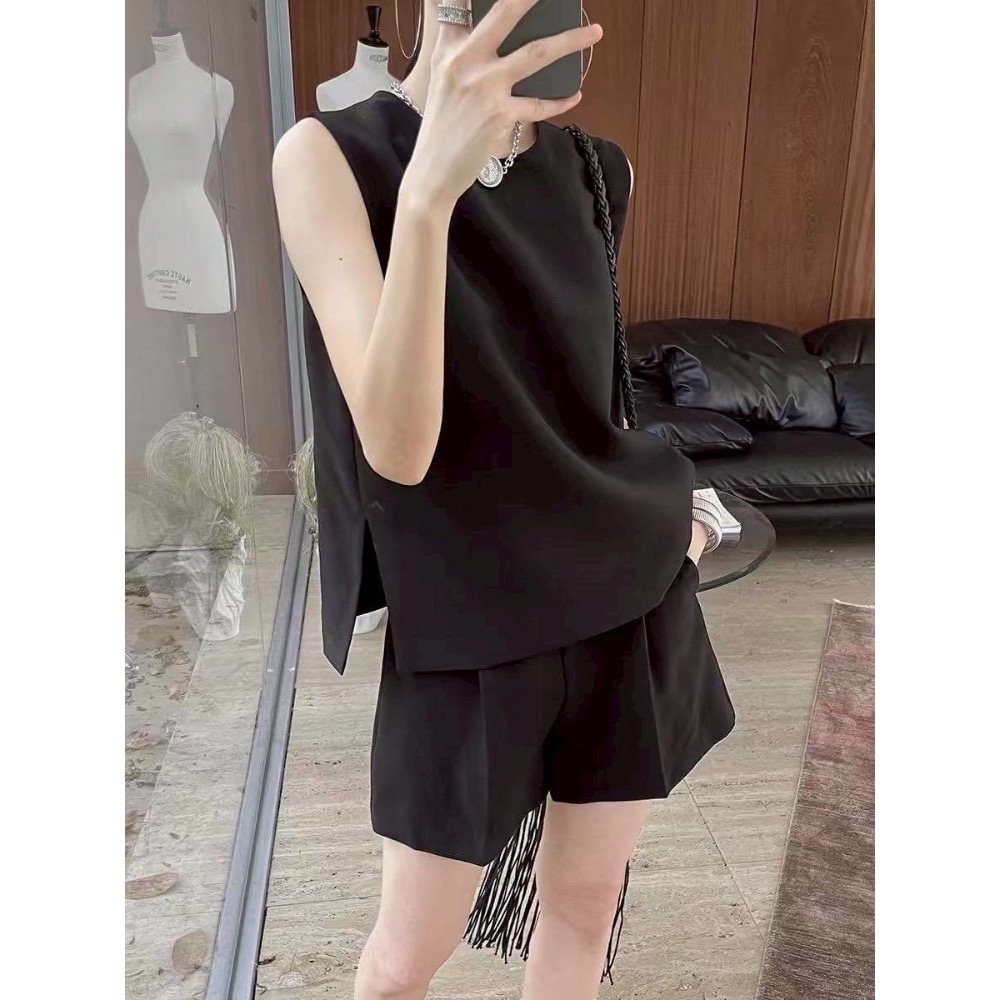 時尚百搭圓領無袖上衣+短褲套裝-細節圖7