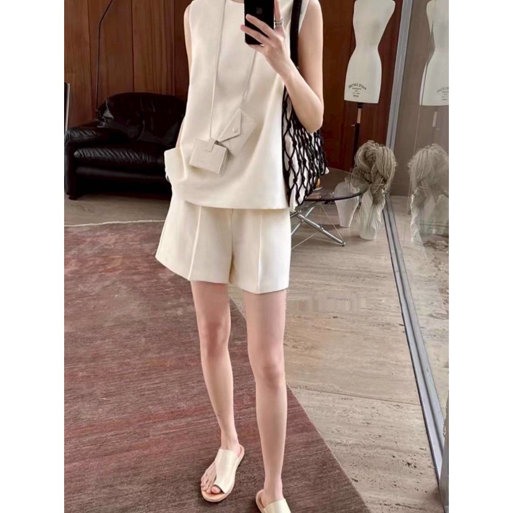 時尚百搭圓領無袖上衣+短褲套裝-細節圖8