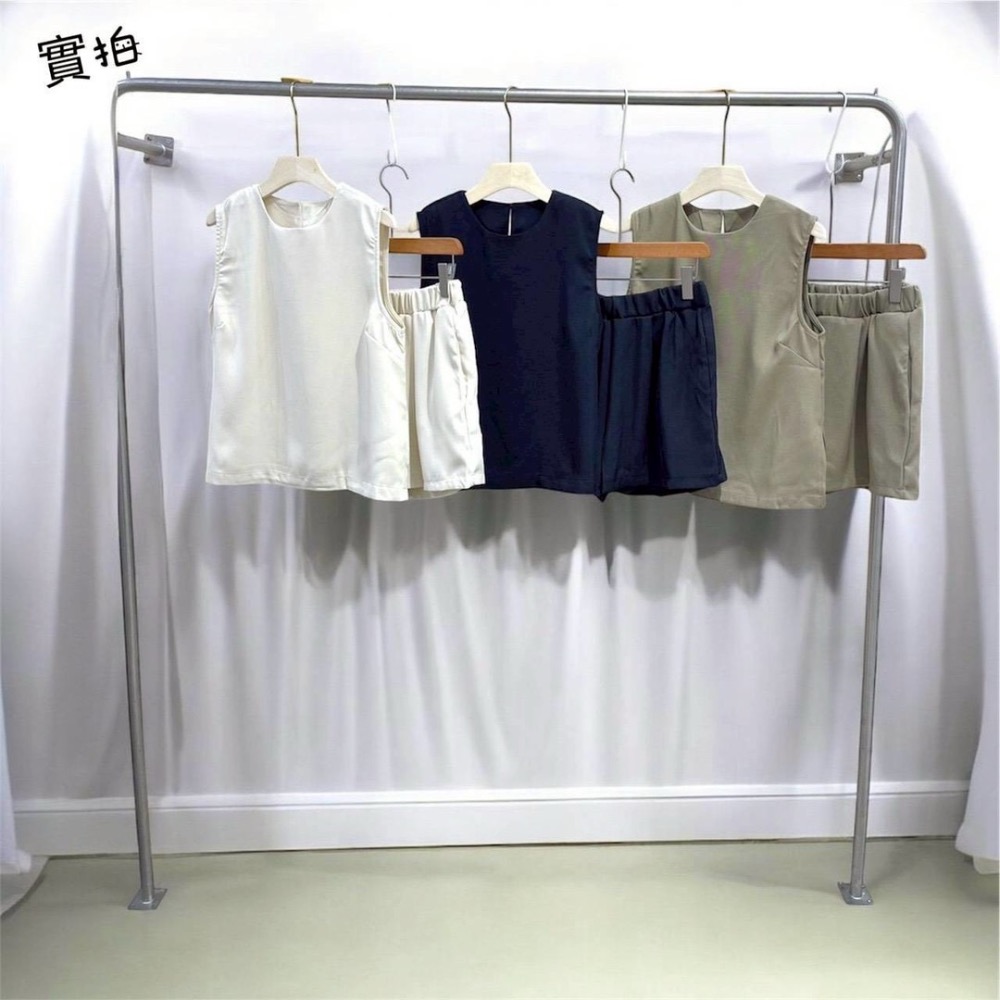 時尚百搭圓領無袖上衣+短褲套裝-細節圖9