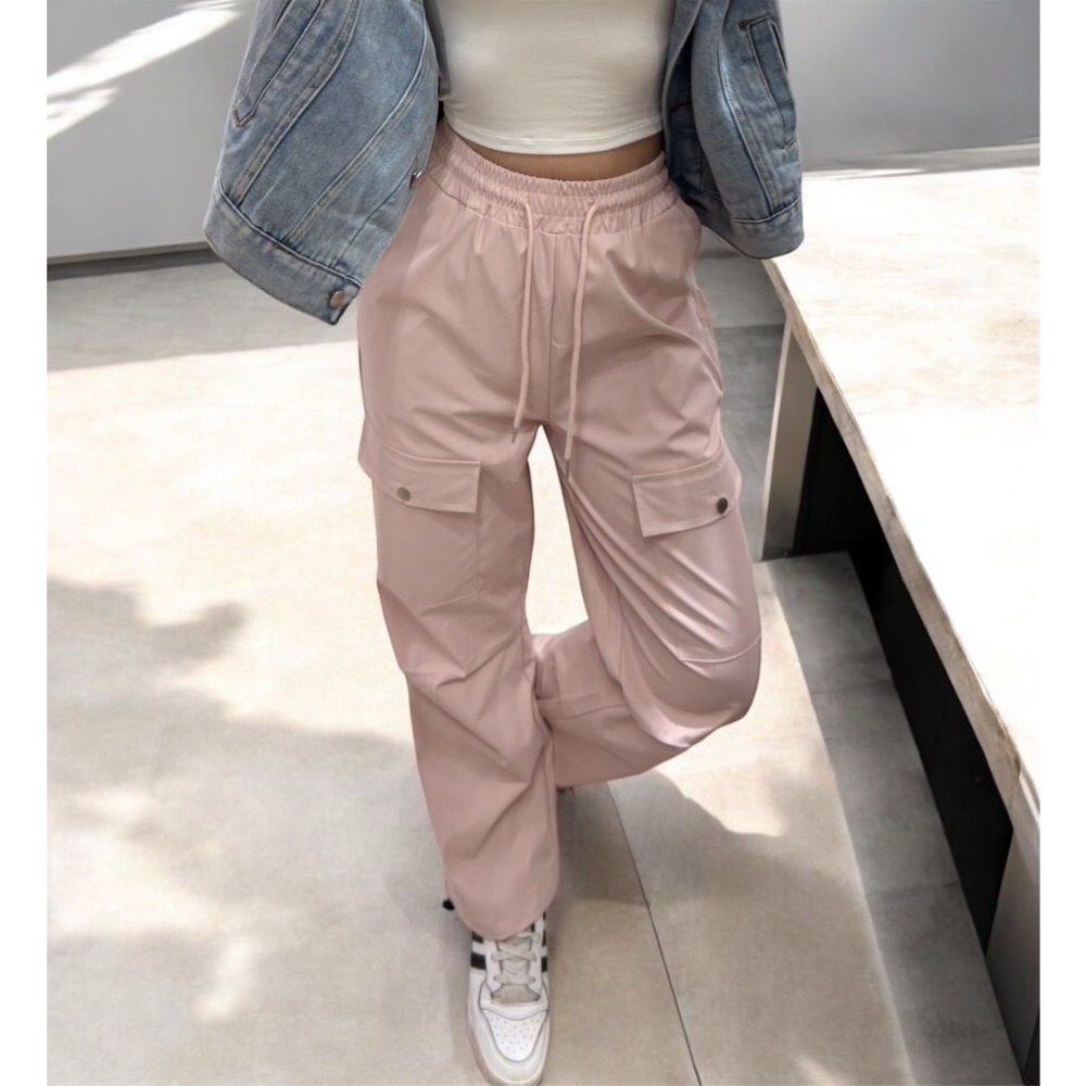 高腰口袋工裝褲-細節圖4