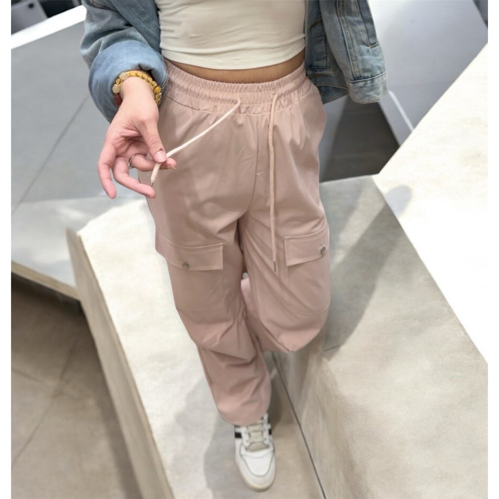 高腰口袋工裝褲-細節圖5