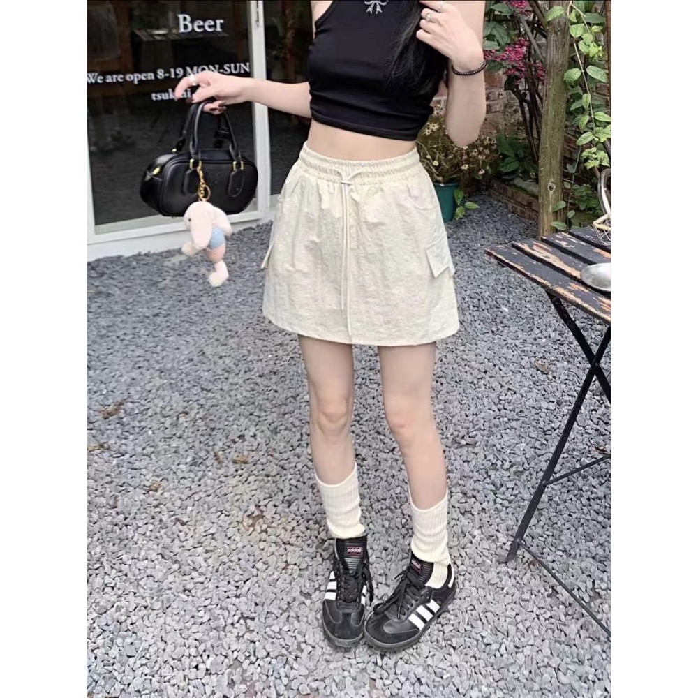 復古鬆緊抽繩工裝裙-細節圖4