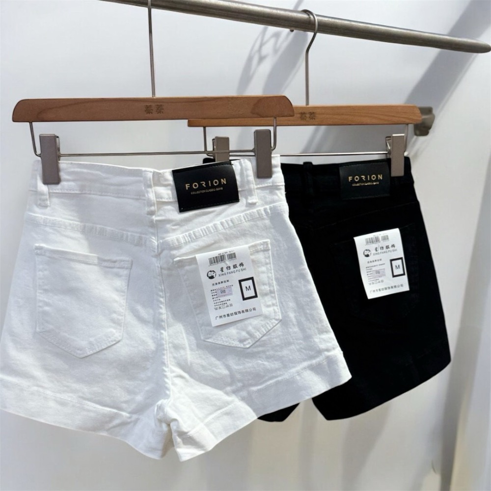 韓系彈力高腰牛仔短褲短褲-細節圖5