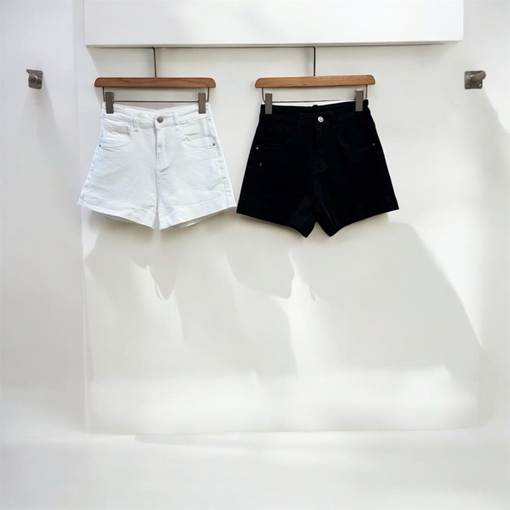 韓系彈力高腰牛仔短褲短褲-細節圖6