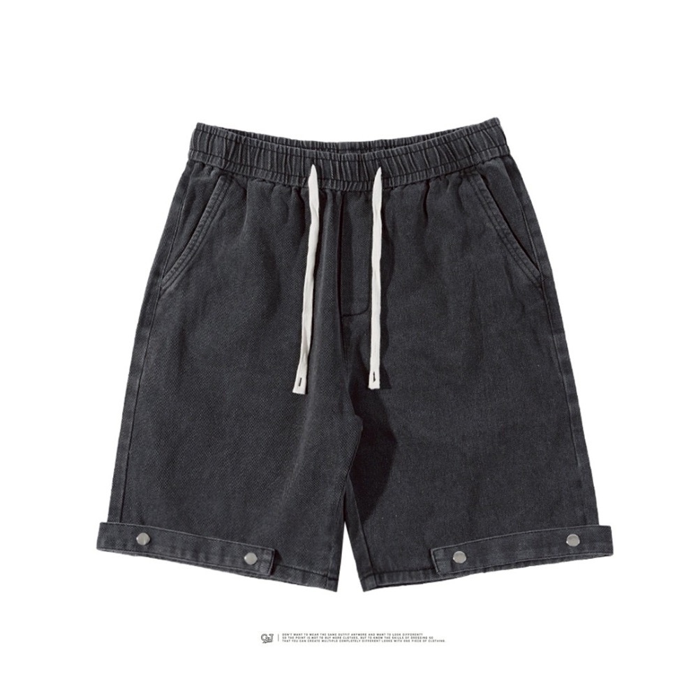 9513褲腳雙扣牛仔短褲-細節圖2