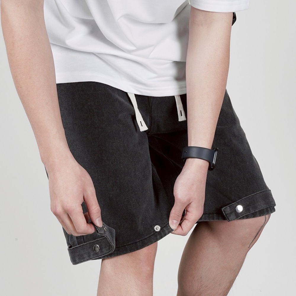 9513褲腳雙扣牛仔短褲-細節圖3