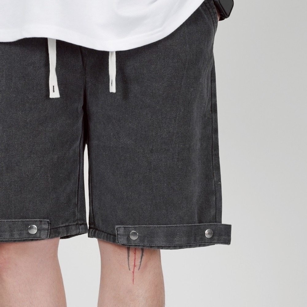 9513褲腳雙扣牛仔短褲-細節圖4