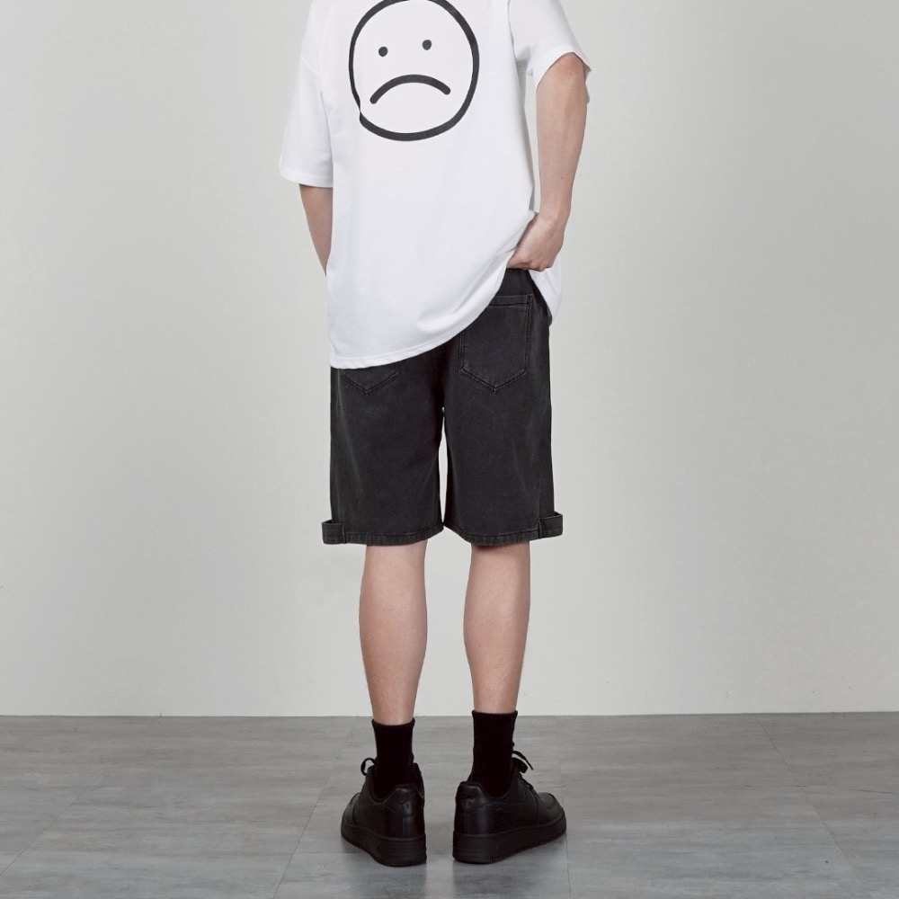 9513褲腳雙扣牛仔短褲-細節圖5