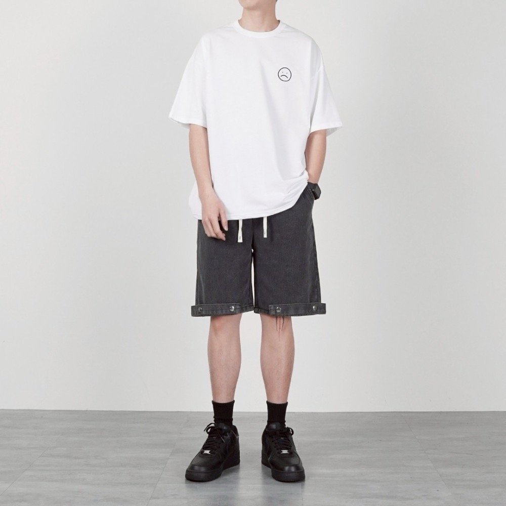 9513褲腳雙扣牛仔短褲-細節圖6