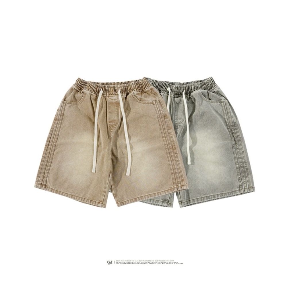 2534側條水洗牛仔短褲-細節圖2