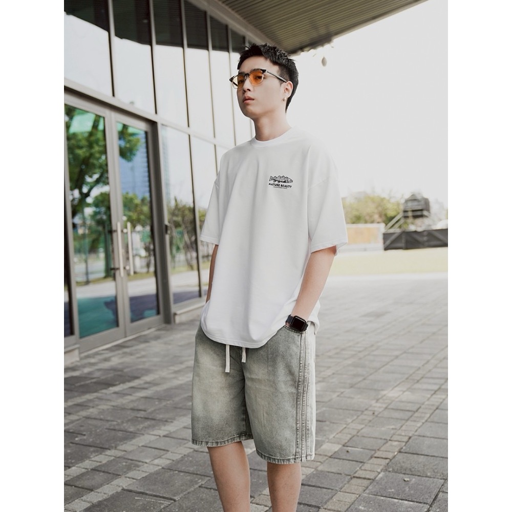 2534側條水洗牛仔短褲-細節圖4