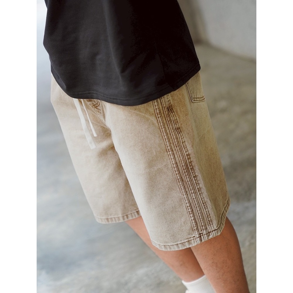 2534側條水洗牛仔短褲-細節圖7