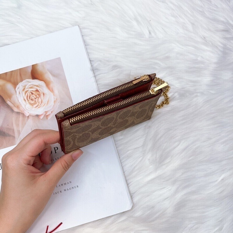 美國代購🇺🇸台灣現貨 Coach 專櫃款 雙拉鍊卡片包 零錢包-細節圖4