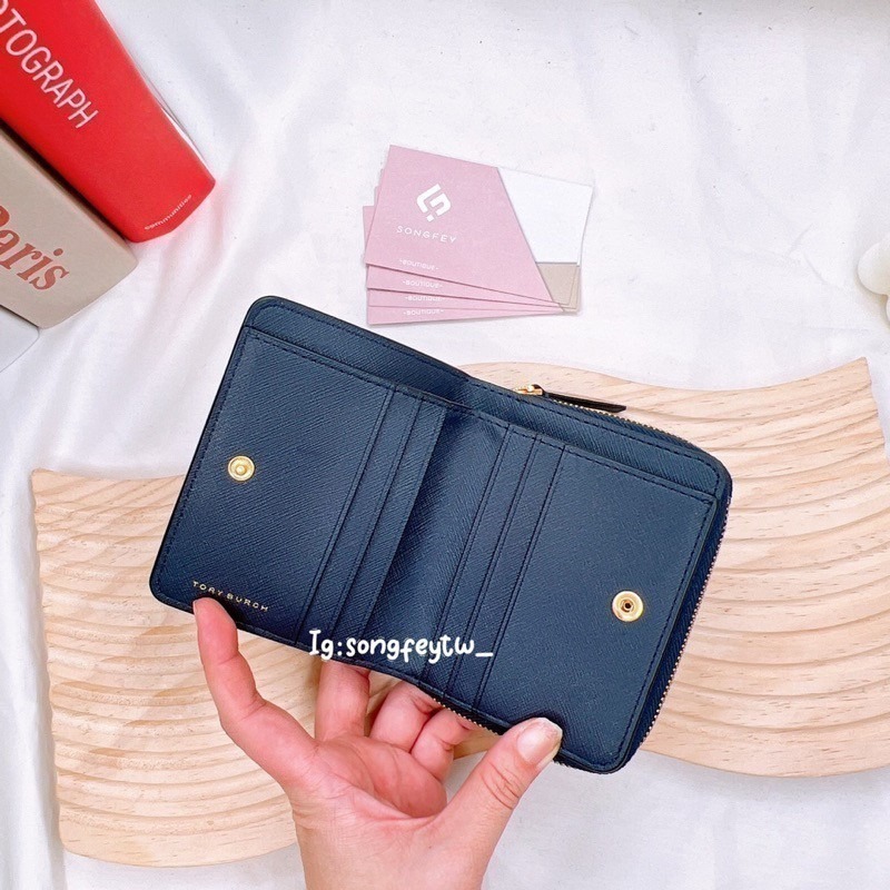 美國代購🇺🇸台灣現貨 Tory Burch｜TB Emerson 小金Logo 防刮兩折短夾-細節圖4