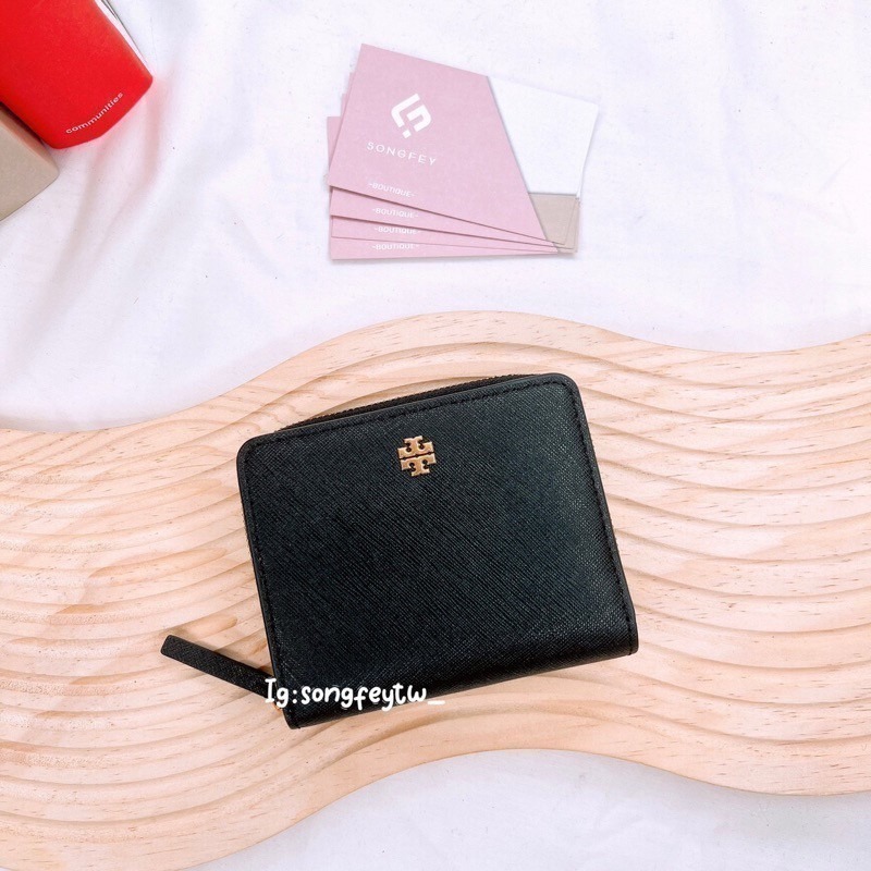 美國代購🇺🇸台灣現貨 Tory Burch｜TB Emerson 小金Logo 防刮兩折短夾-細節圖7