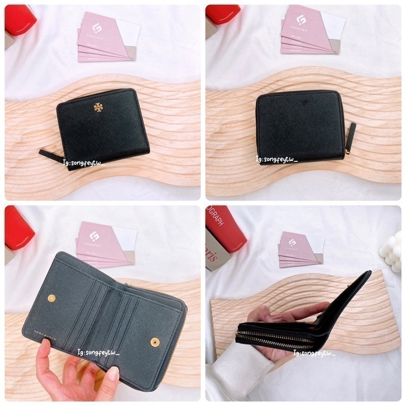 美國代購🇺🇸台灣現貨 Tory Burch｜TB Emerson 小金Logo 防刮兩折短夾-細節圖8