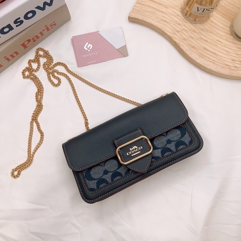 美國代購🇺🇸台灣現貨 Coach 香布蕾 鏈條信封包 手機包 晚宴包-細節圖2