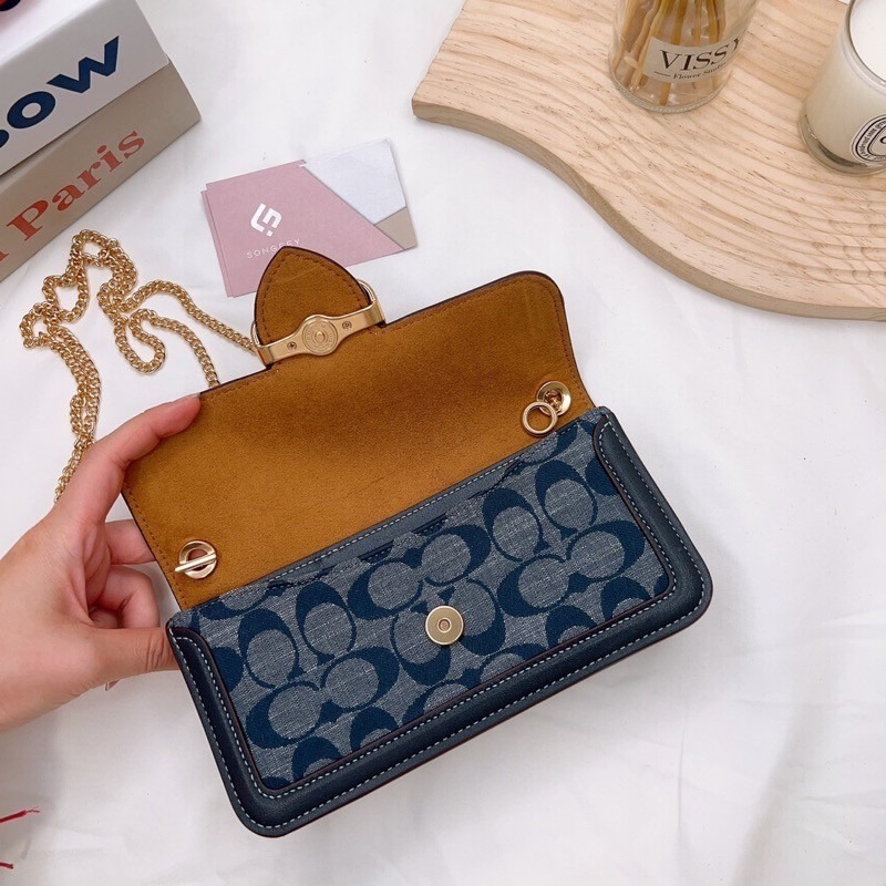 美國代購🇺🇸台灣現貨 Coach 香布蕾 鏈條信封包 手機包 晚宴包-細節圖3