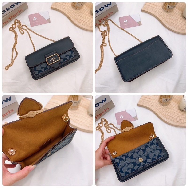 美國代購🇺🇸台灣現貨 Coach 香布蕾 鏈條信封包 手機包 晚宴包-細節圖6