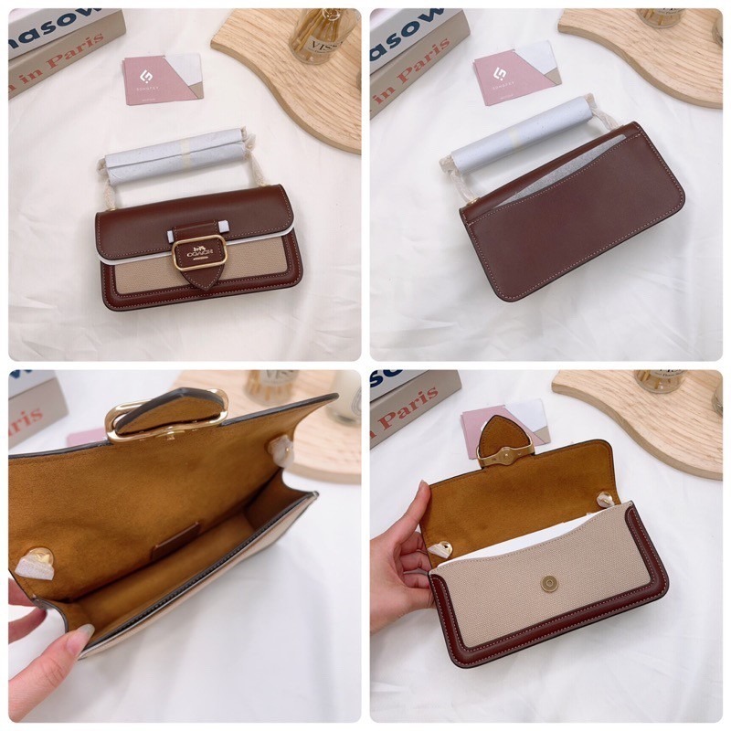 美國代購🇺🇸台灣現貨 Coach 香布蕾 鏈條信封包 手機包 晚宴包-細節圖8