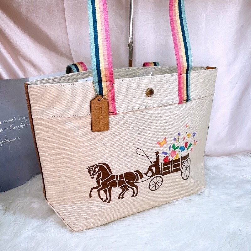 美國代購 台灣現貨 Coach 馬車帆布大托特-細節圖3