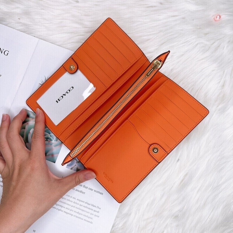 美國代購 台灣現貨 Coach 對開薄中長夾-細節圖3