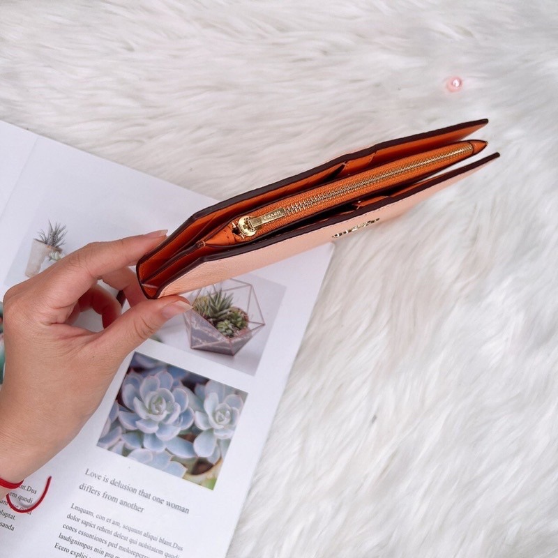 美國代購 台灣現貨 Coach 對開薄中長夾-細節圖5