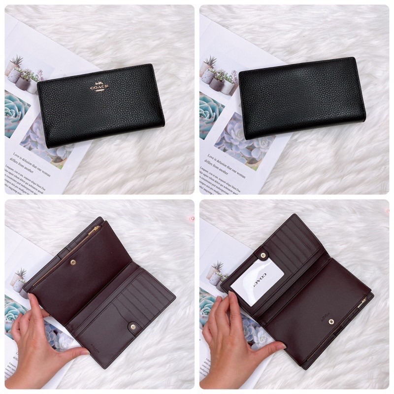 美國代購 台灣現貨 Coach 對開薄中長夾-細節圖8