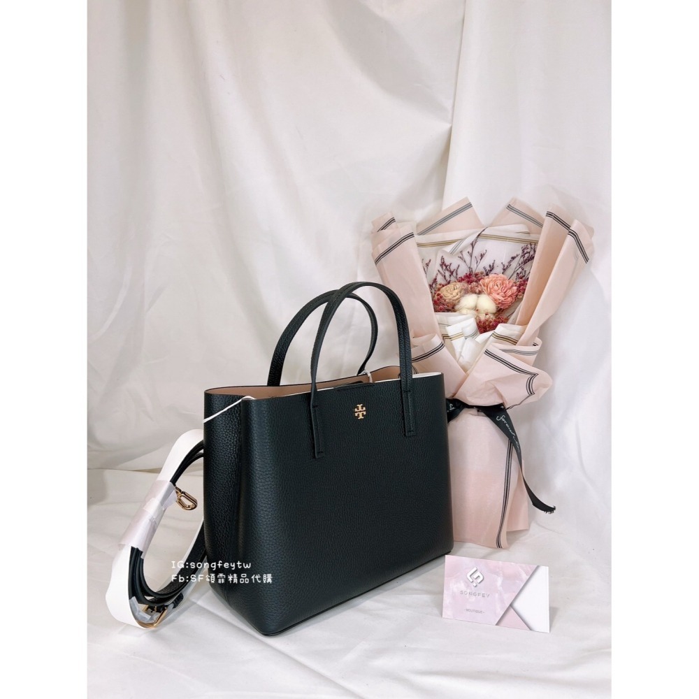 美國代購🇺🇸台灣現貨 Tory Burch 荔枝牛皮 黛妃包 三層托特包 手提斜背包-細節圖4