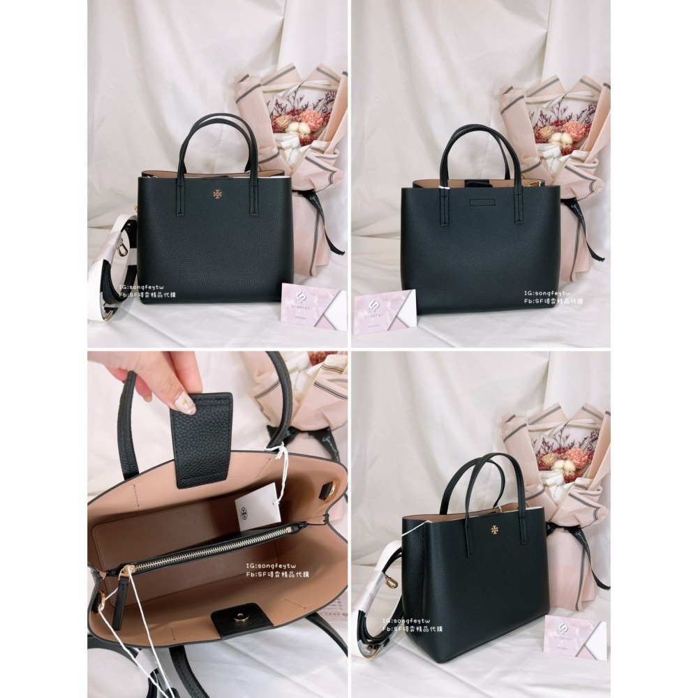 美國代購🇺🇸台灣現貨 Tory Burch 荔枝牛皮 黛妃包 三層托特包 手提斜背包-細節圖6