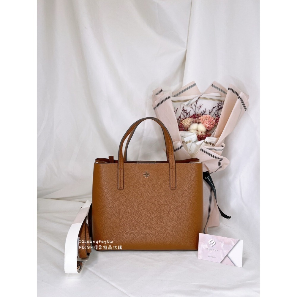 美國代購🇺🇸台灣現貨 Tory Burch 荔枝牛皮 黛妃包 三層托特包 手提斜背包-細節圖7