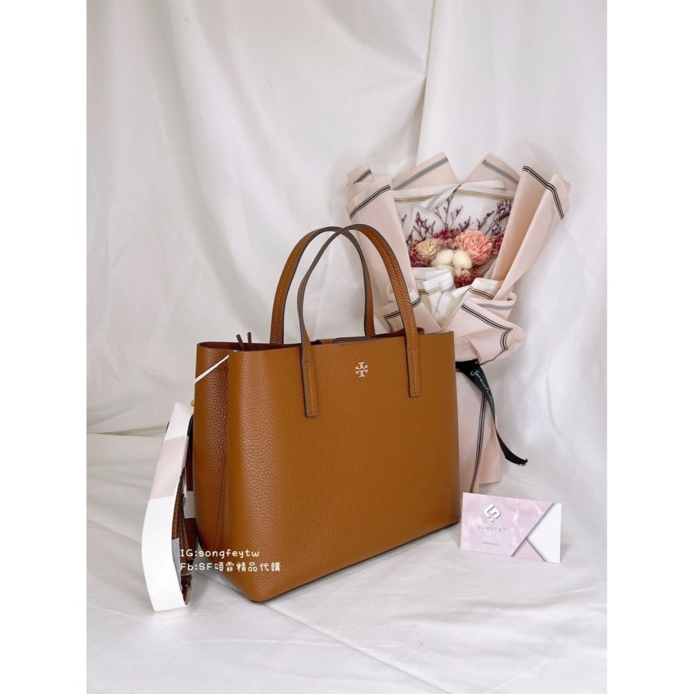美國代購🇺🇸台灣現貨 Tory Burch 荔枝牛皮 黛妃包 三層托特包 手提斜背包-細節圖9