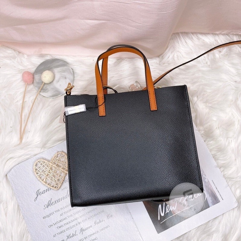 美國代購 台灣現貨 MJ 鎖頭方包 撞色小托特 斜背包-細節圖2