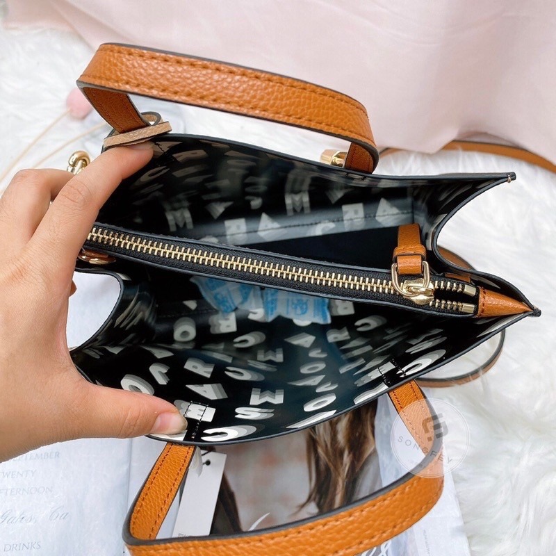 美國代購 台灣現貨 MJ 鎖頭方包 撞色小托特 斜背包-細節圖3