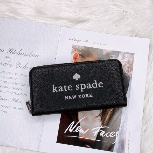 美國代購台灣現貨 Kate spade 拉鍊長夾 字樣拉鍊長夾