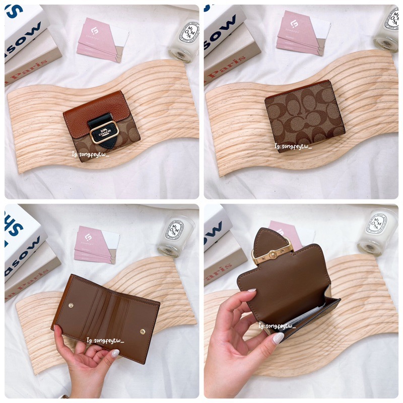 美國代購🇺🇸台灣現貨 Coach 新款 方釦短夾 兩折短夾-細節圖6