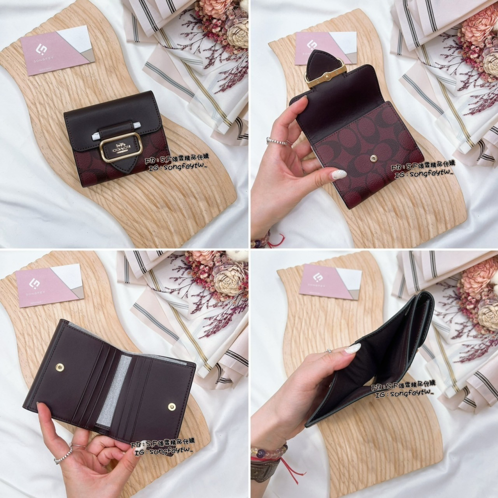 美國代購🇺🇸台灣現貨 Coach 新款 方釦短夾 兩折短夾-細節圖9