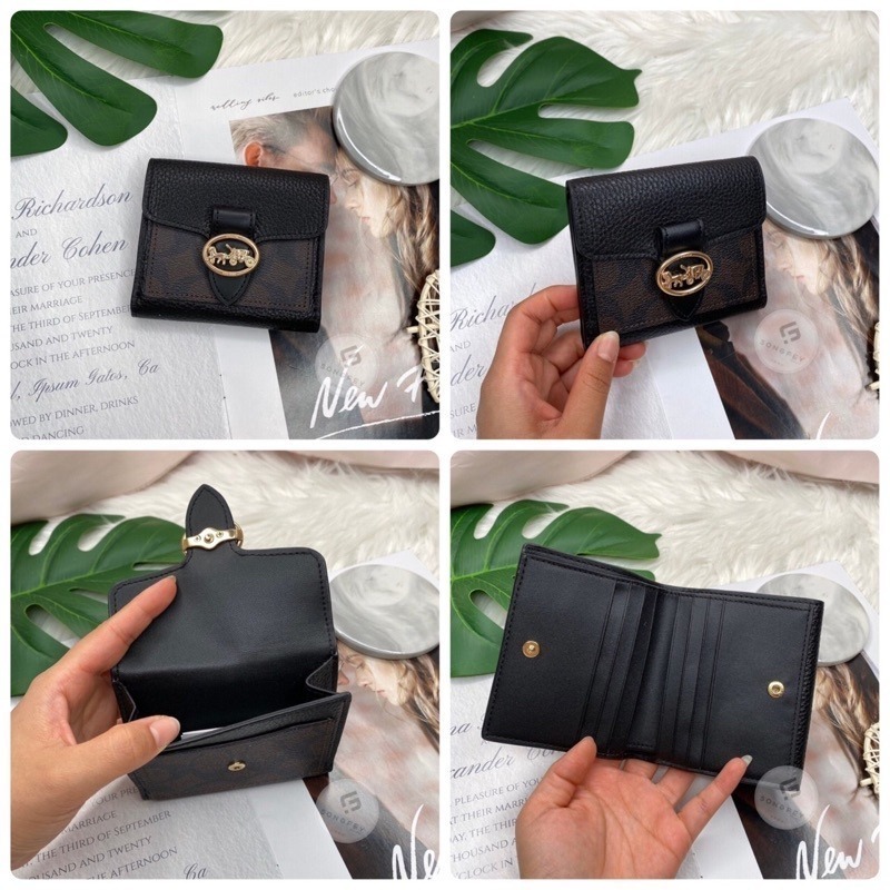 美國代購🇺🇸台灣現貨 coach 馬車圓logo 短夾 兩折短夾-細節圖2