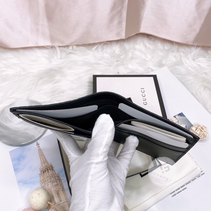 歐美代購 台灣現貨 GUCCI 經典 壓紋老花 6卡男短夾-細節圖3