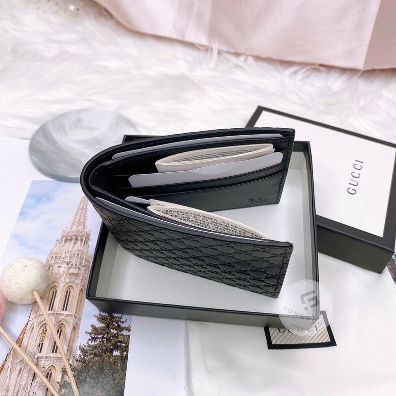 歐美代購 台灣現貨 GUCCI 經典 壓紋老花 6卡男短夾-細節圖4