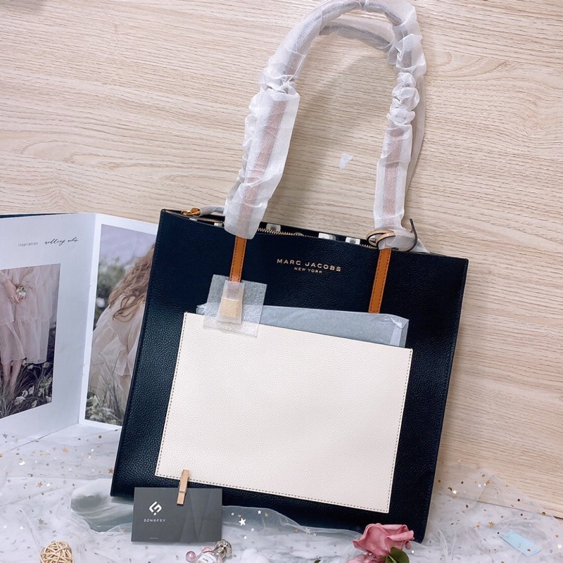 美國代購🇺🇸台灣現貨 MJ 鎖頭 方包 撞色托特包 肩背包（大款）-細節圖2