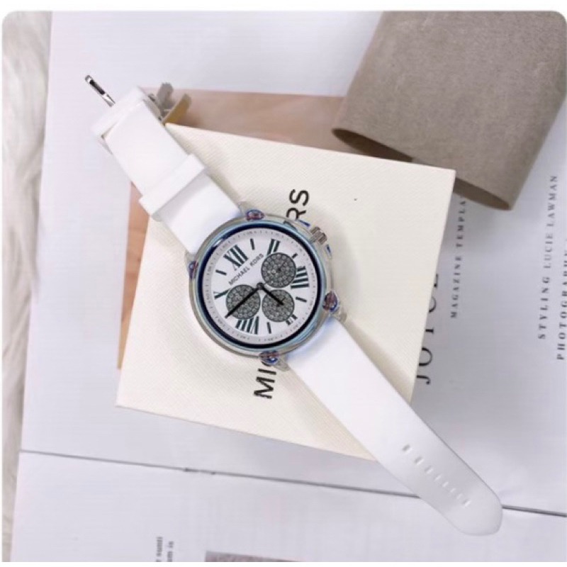 美國代購🇺🇸台灣現貨 MK 6877 三眼矽膠白錶帶-細節圖2