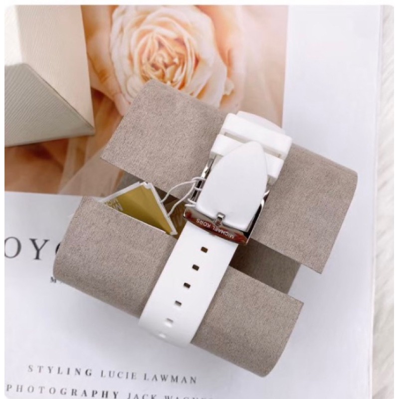 美國代購🇺🇸台灣現貨 MK 6877 三眼矽膠白錶帶-細節圖4