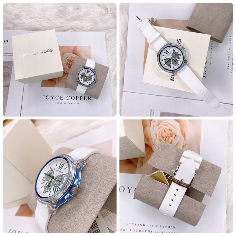 美國代購🇺🇸台灣現貨 MK 6877 三眼矽膠白錶帶-細節圖5