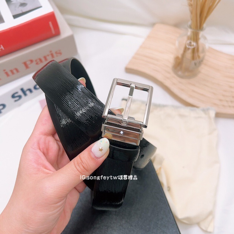 美國代購🇺🇸台灣現貨  萬寶龍 雙面 水波紋 皮帶 MB126016-細節圖4
