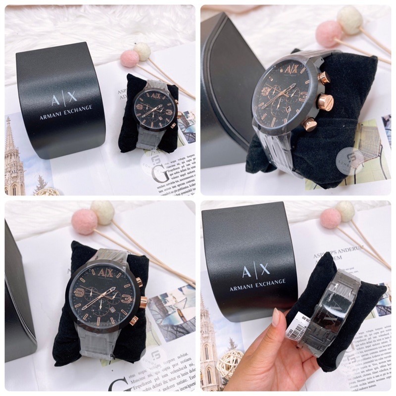 美國代購🇺🇸台灣現貨 Armani Exchange計時碼表黑色錶盤AX1350男士手錶-細節圖5