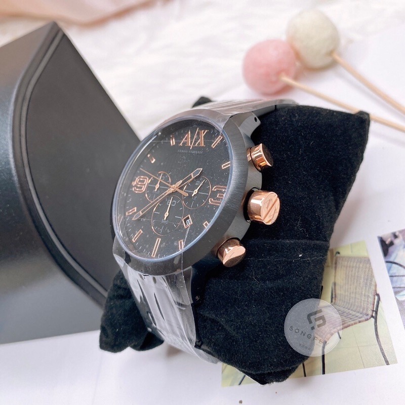 美國代購🇺🇸台灣現貨 Armani Exchange計時碼表黑色錶盤AX1350男士手錶-細節圖3