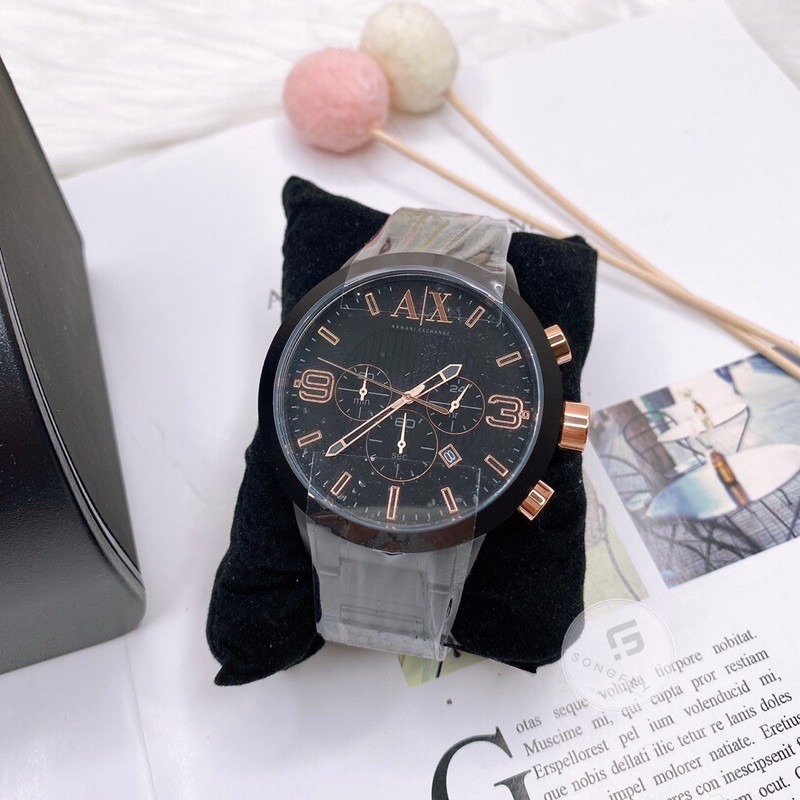 美國代購🇺🇸台灣現貨 Armani Exchange計時碼表黑色錶盤AX1350男士手錶-細節圖4