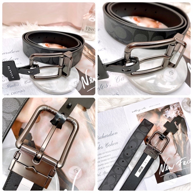 美國代購🇺🇸台灣現貨 Coach 新款 字樣針釦皮帶 男款皮帶 寬版皮帶-細節圖6